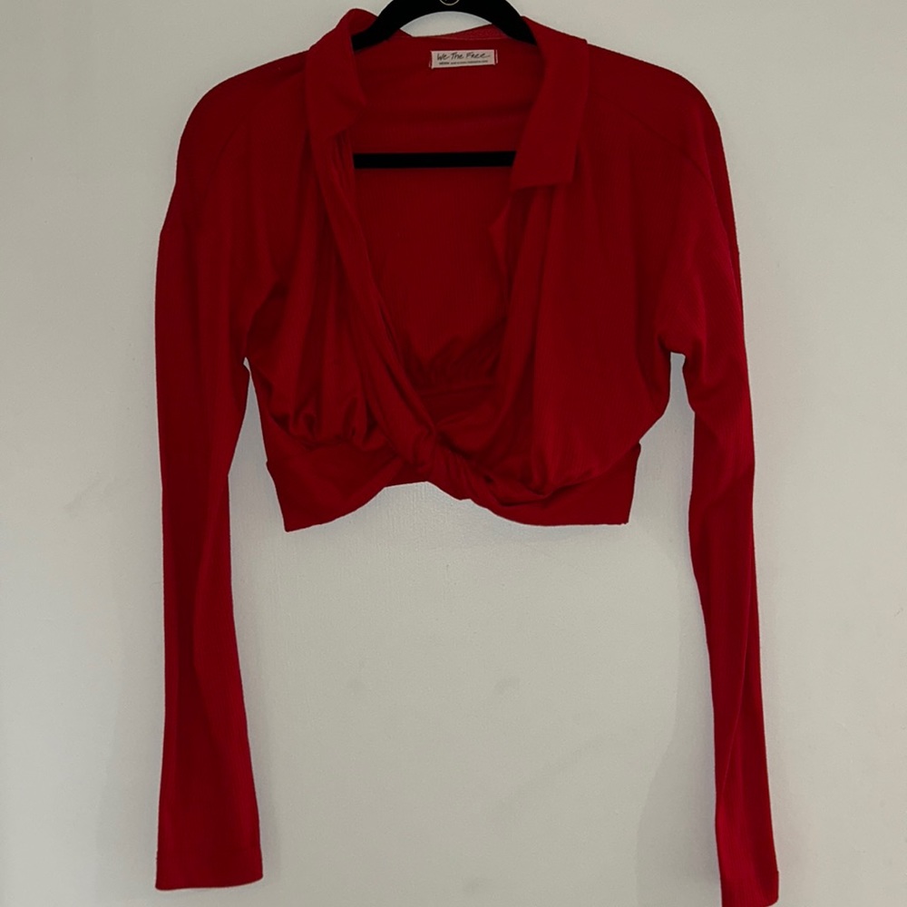 Free People Long Sleeve Cropped Shirt Size Medium